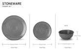 Hand Painted Ceramic Stoneware Dinner Set Of 6 - Grey | 2 Dinner Plates, 10 Inch Each+ 2 Small Plates, 7 Inch Each + 2 Small Dinner Bowls, 180ml Each - Microwave & Dishwasher Safe